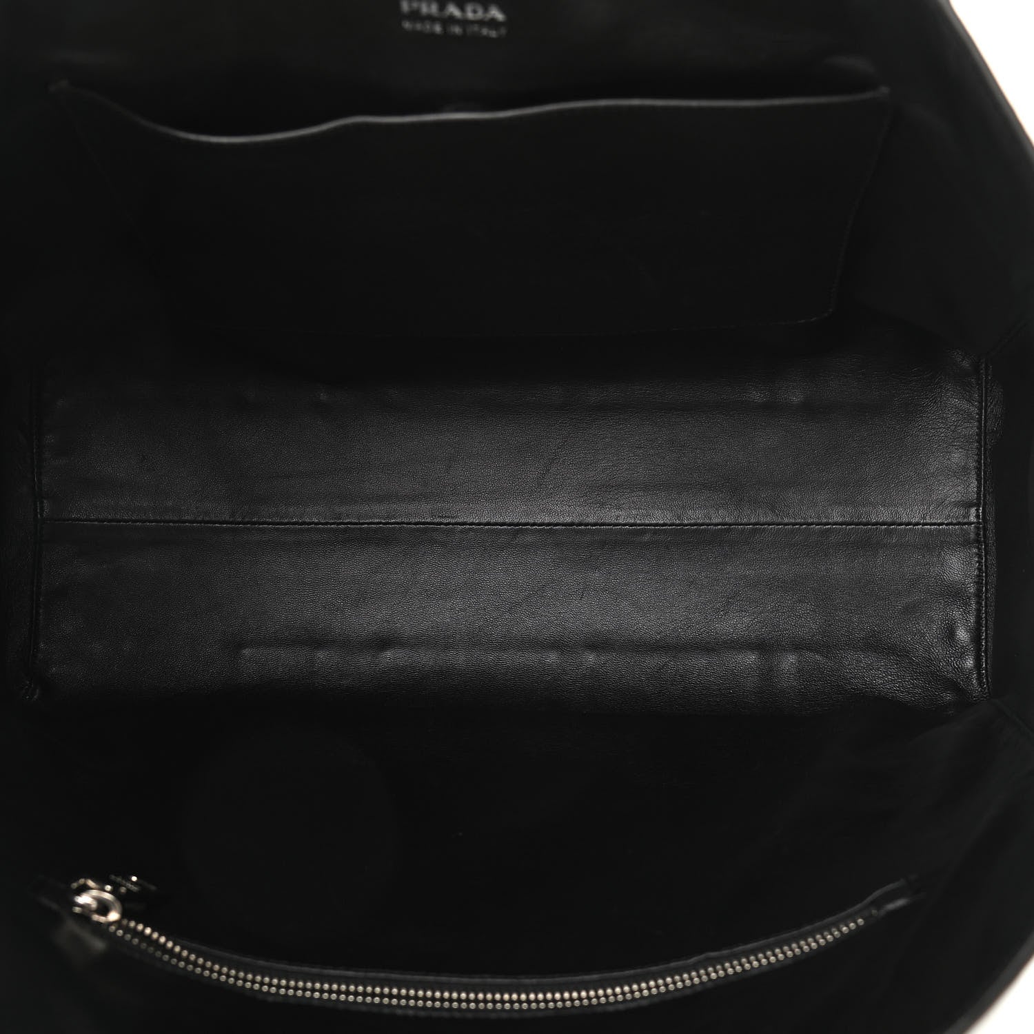 Prada Calfskin Baiadera Striped Shopping Tote Black Caramel White 5 of 10