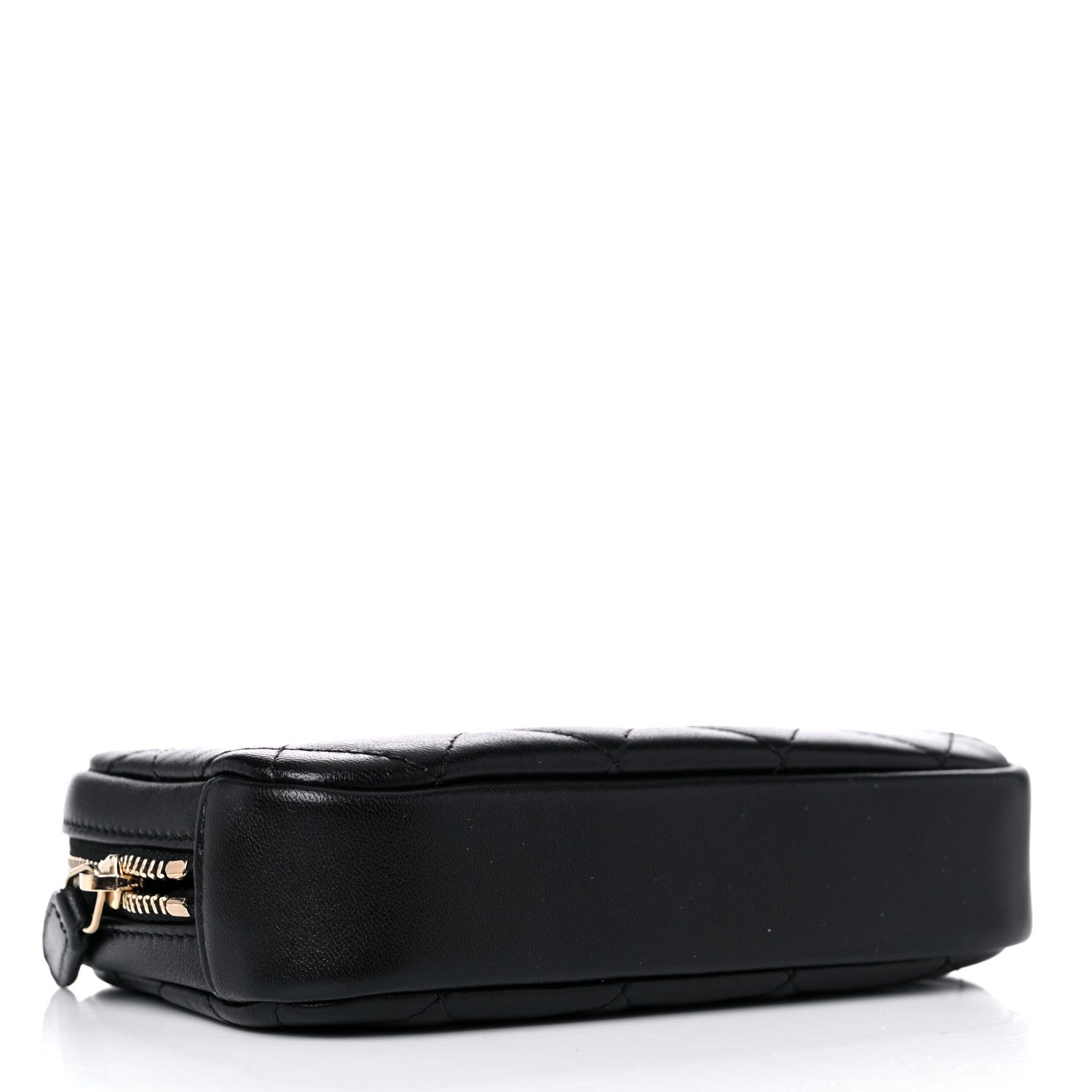 Chanel Lambskin Quilted Small Curvy Pouch Cosmetic Case Black 4 of 10
