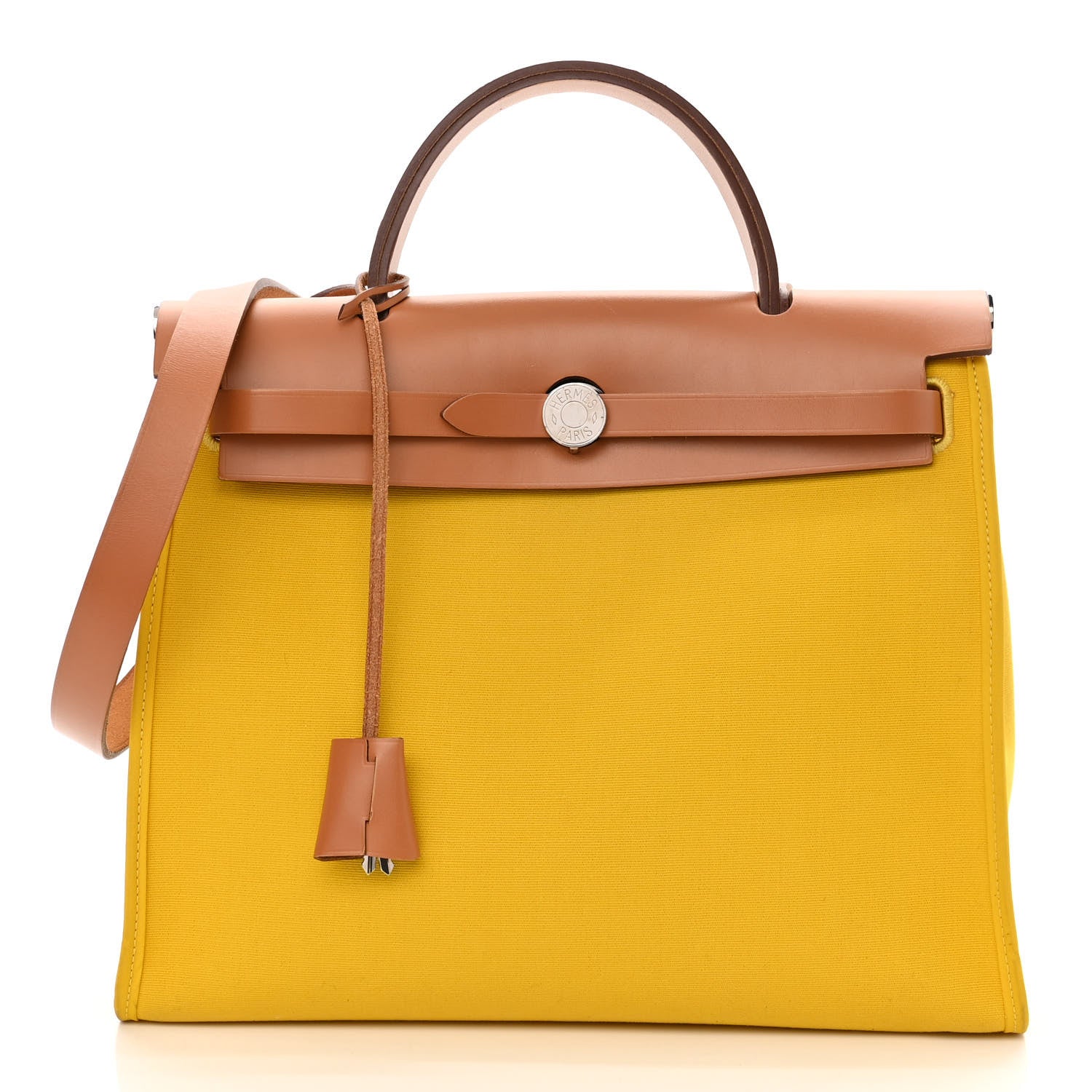 Hermes Vache Hunter Toile Officier Herbag Zip PM 31 PM Natural Jaune De Naples 2 of 15