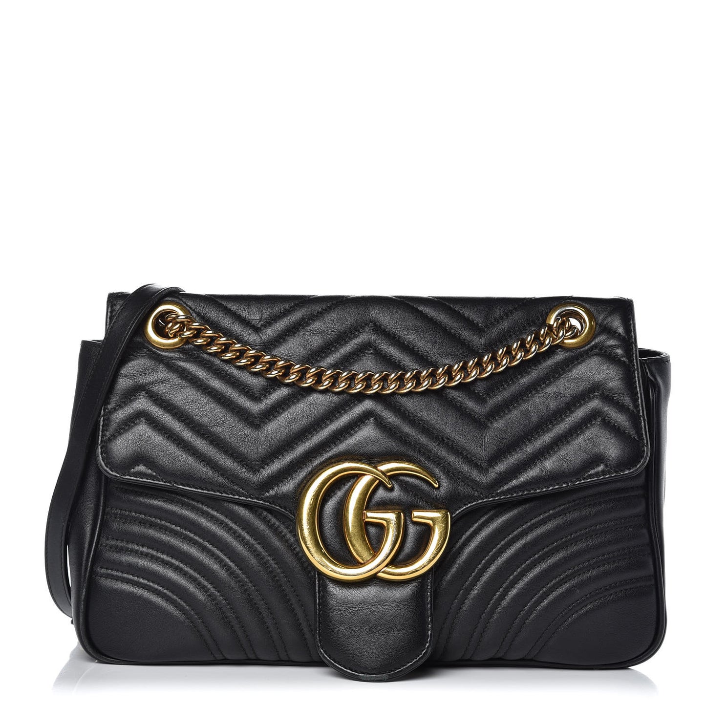 Calfskin Matelasse Medium GG Marmont Shoulder Bag Black