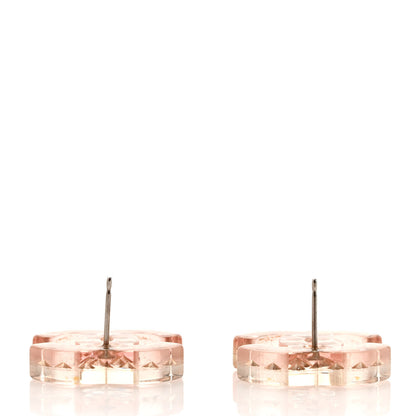 Chanel Crystal Resin CC Earrings Pink 3 of 3