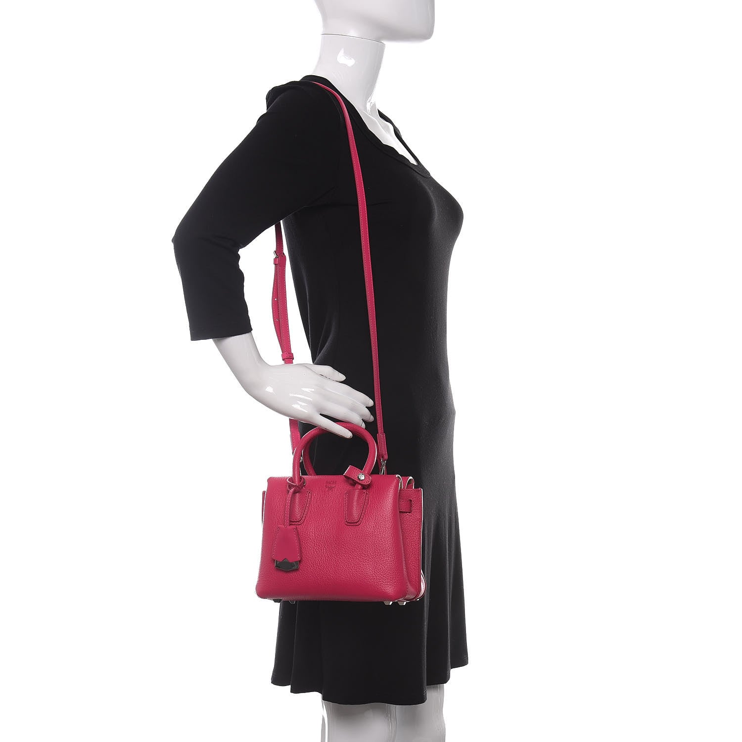 MCM Grained Calfskin Mini Milla Tote Beetroot Pink 2 of 9