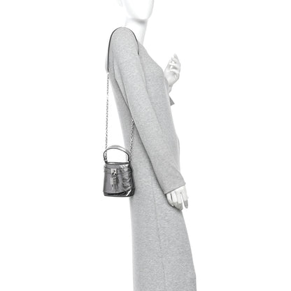 Givenchy Laminated Lambskin Micro Shark Lock Bucket Bag Silvery Grey 2 of 10