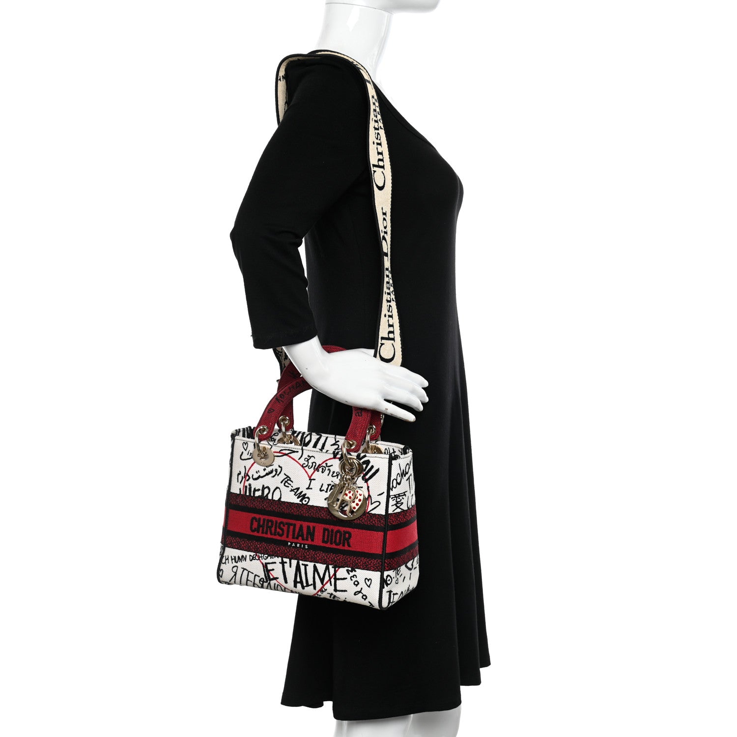Christian Dior Canvas Medium DiorAmour Graffiti Lady D-Lite Latte 2 of 9