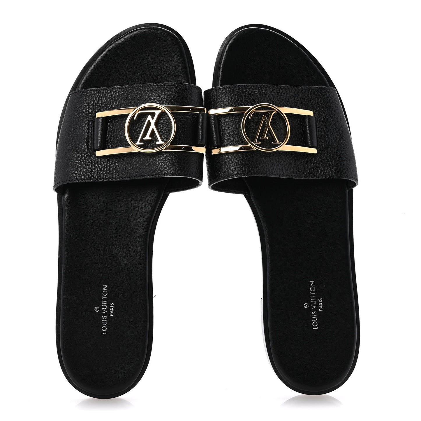 Calfskin Lock It Flat Mule 38 Black