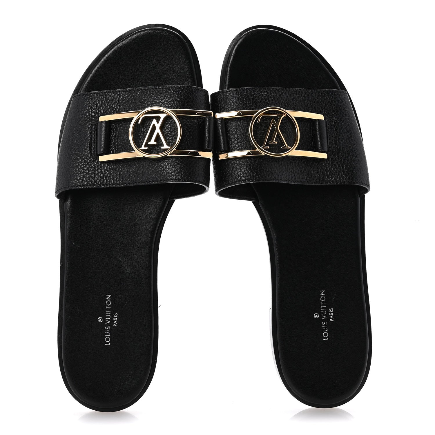 Louis Vuitton Calfskin Lock It Flat Mule 38 Black 2 of 9