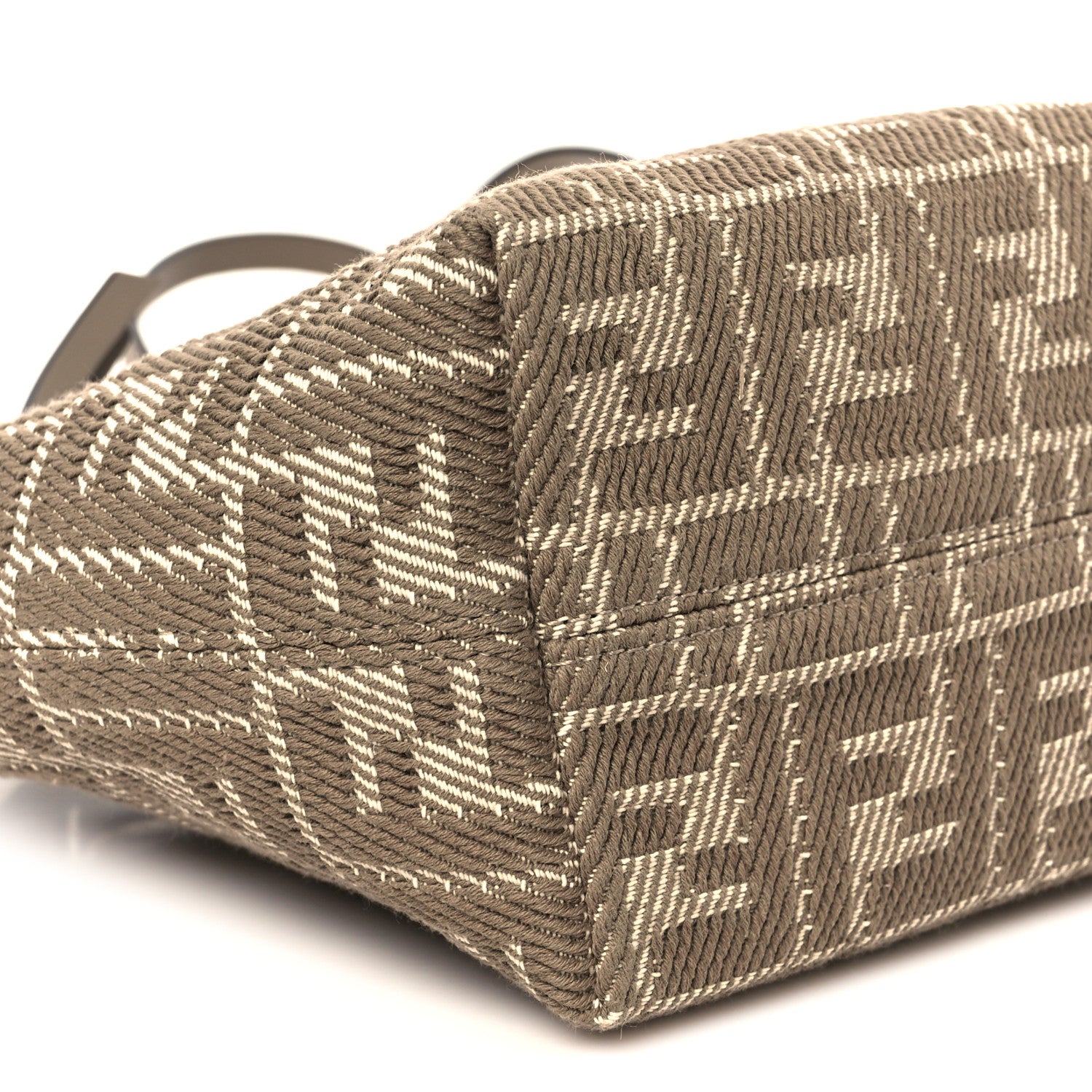 Fendi Denim Jacquard FF Effect Vitello Grace Mini Roll Tote Dove White Dove 10 of 11