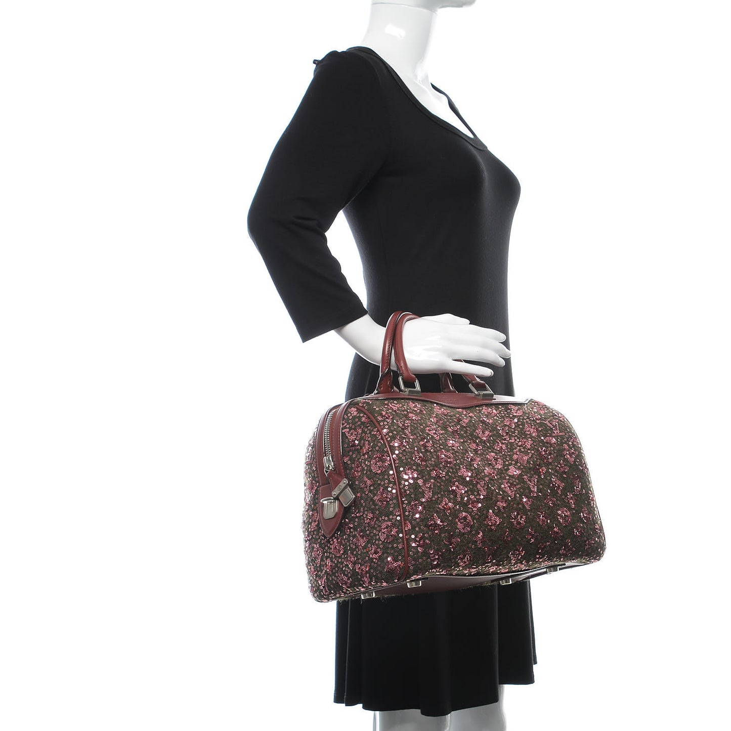 Sequin Monogram Sunshine Express Speedy Burgundy