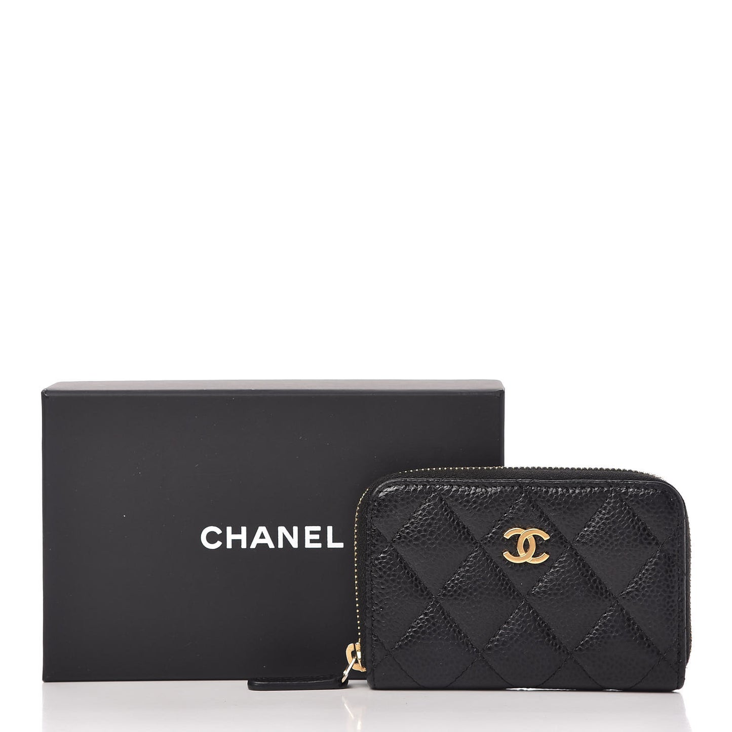 Caviar Quilted Zip Coin Purse Black