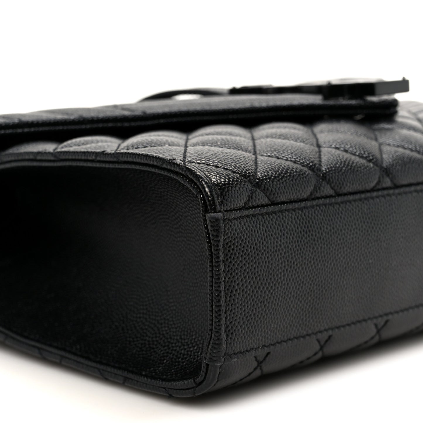 Grain De Poudre Textured Mixed Matelasse Triquilt Medium Monogram Monochrome Satchel Black