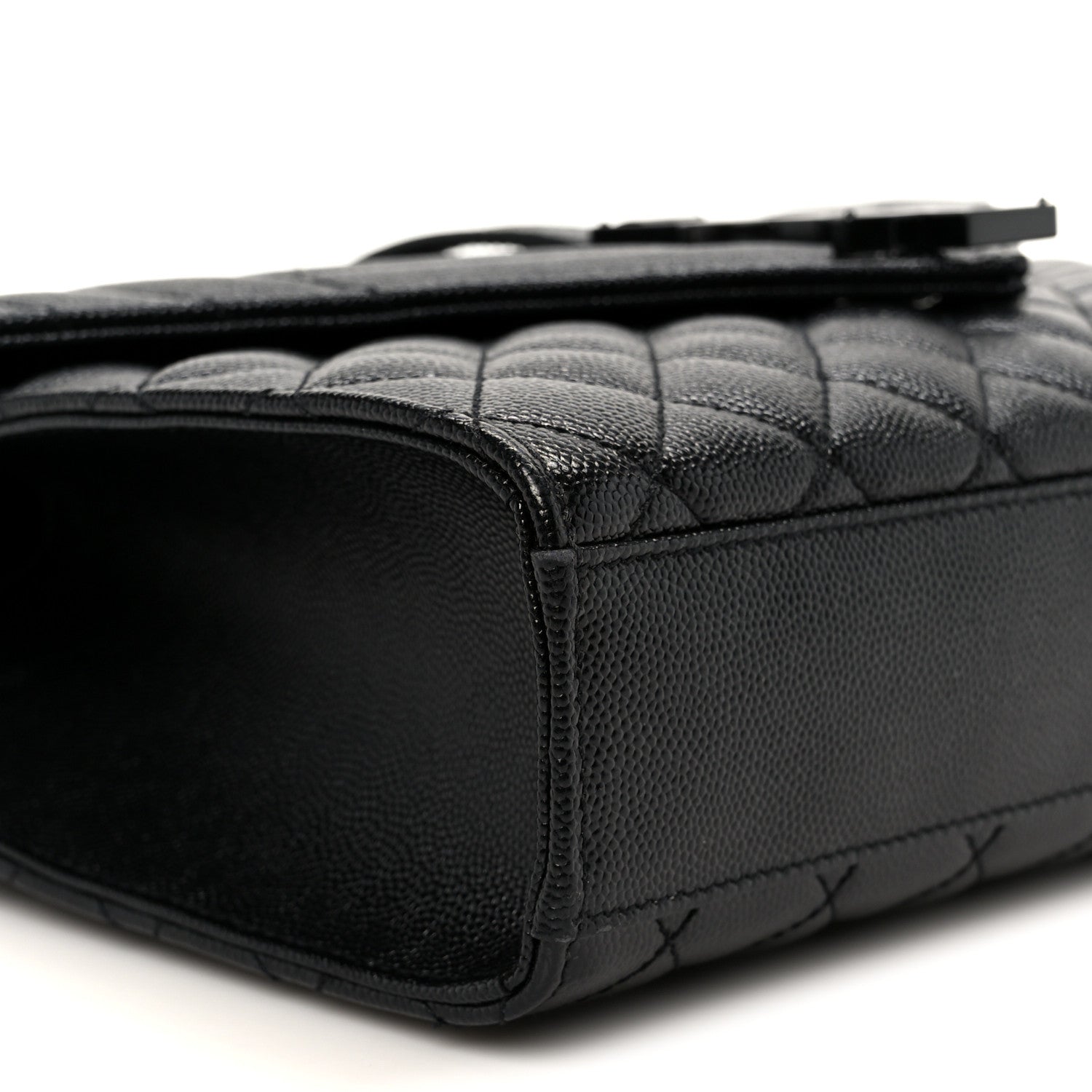 Saint Laurent Grain De Poudre Textured Mixed Matelasse Triquilt Medium Monogram Monochrome Satchel Black 10 of 11