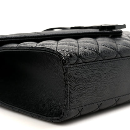 Saint Laurent Grain De Poudre Textured Mixed Matelasse Triquilt Medium Monogram Monochrome Satchel Black 10 of 11