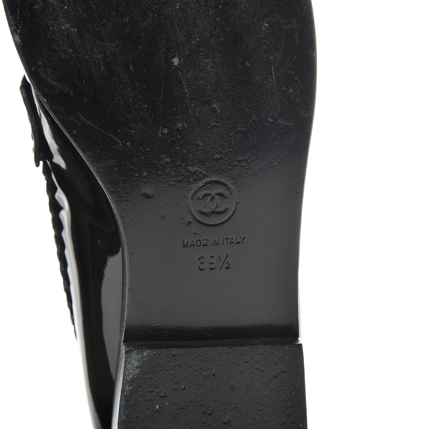 Chanel Patent CC Mocassin Loafers 39.5 Black 8 of 15