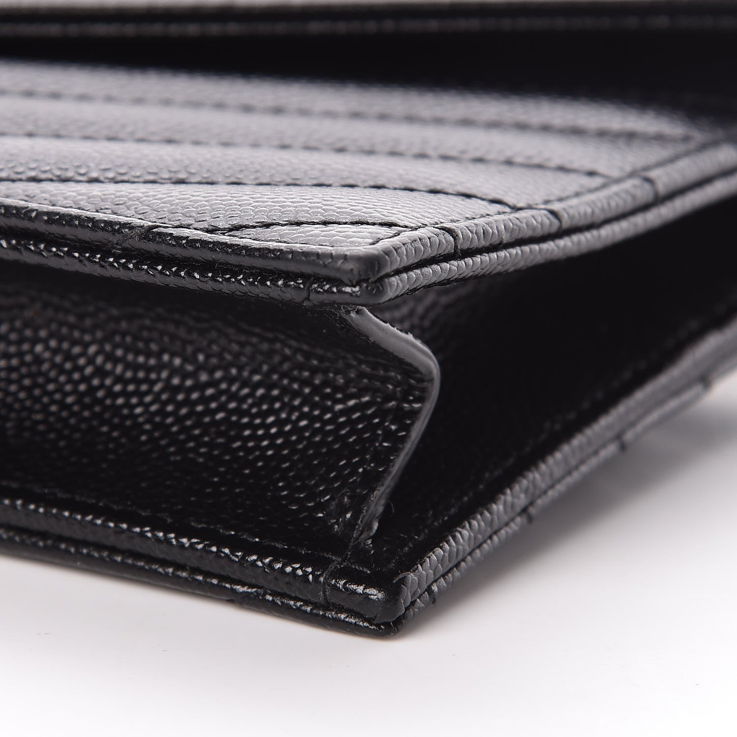 Saint Laurent Grain De Poudre Matelasse Chevron Monogram Envelope Chain Wallet Black 10 of 10