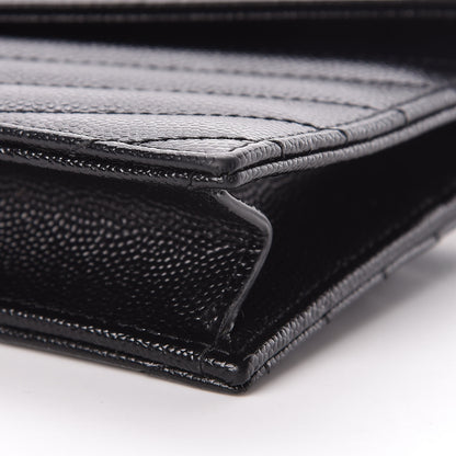 Saint Laurent Grain De Poudre Matelasse Chevron Monogram Envelope Chain Wallet Black 10 of 10