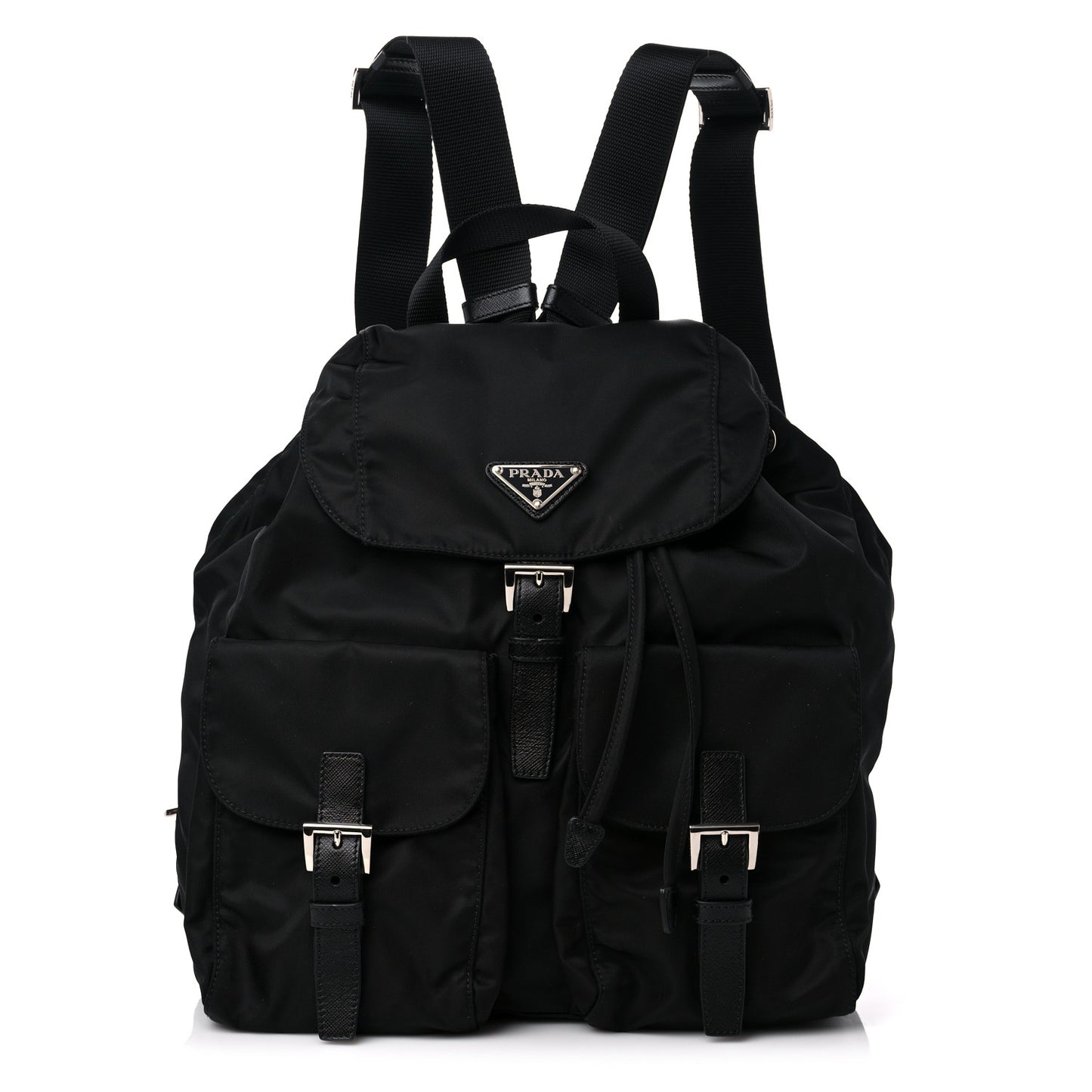 Tessuto Nylon Saffiano Medium Backpack Black