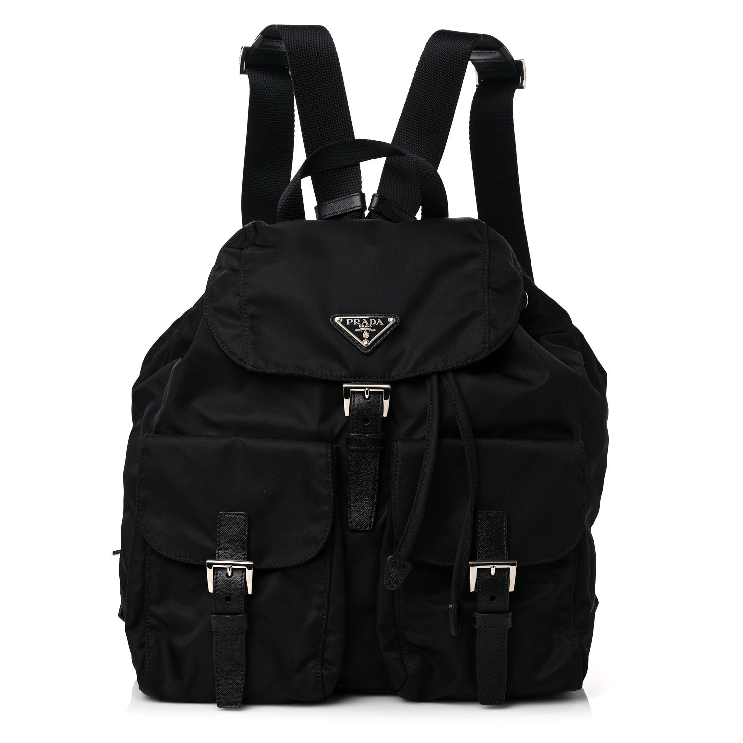 Prada Tessuto Nylon Saffiano Medium Backpack Black 1 of 10