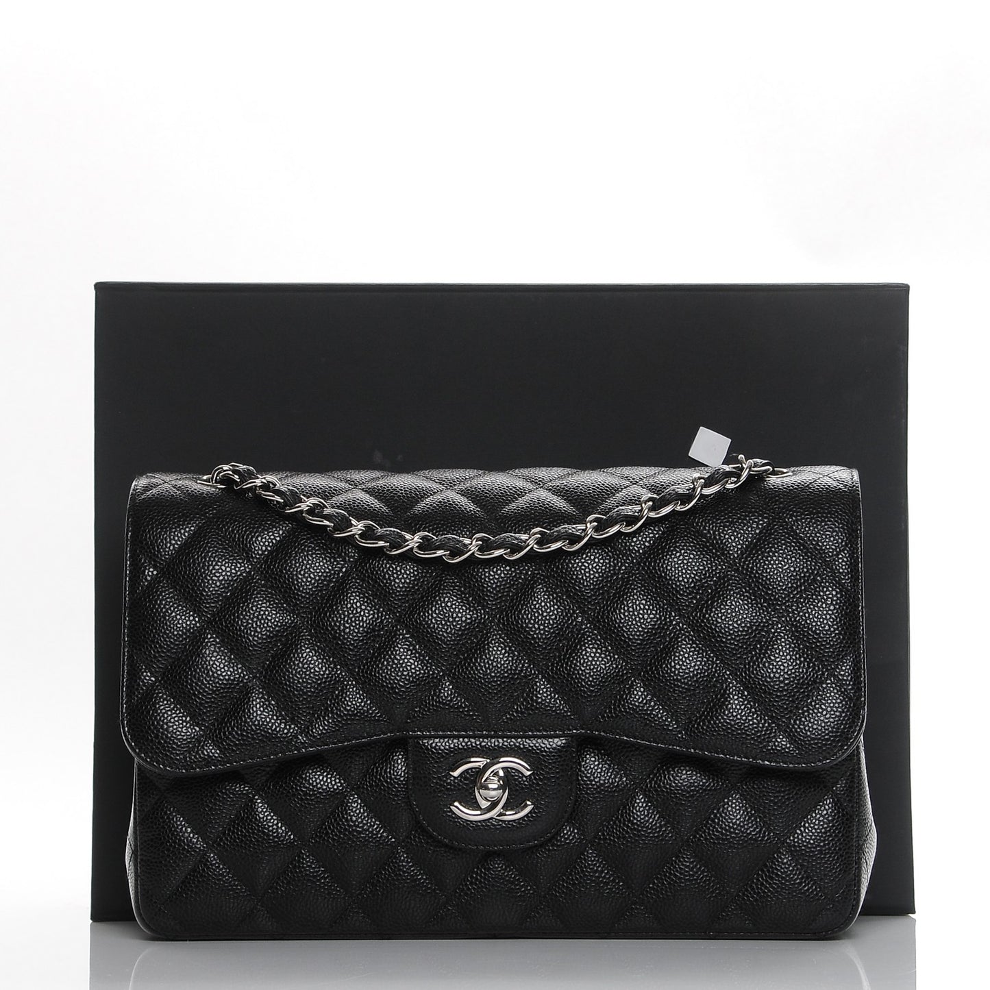 Caviar Quilted Jumbo Double Flap Black