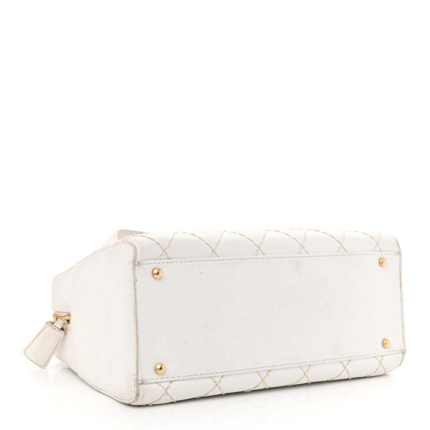 Calfskin Wild Stitch Top Handle Bag White