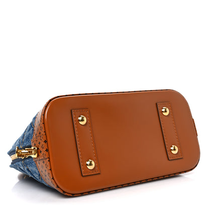 Louis Vuitton Denim Calfskin Reverse Monogram Malletage Alma BB Blue 4 of 7