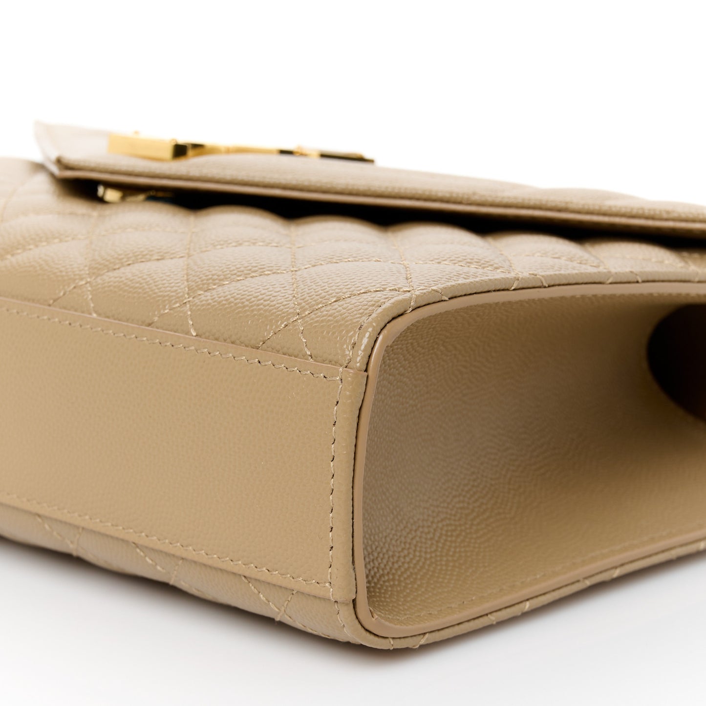Grain De Poudre Textured Mixed Matelasse Medium Triquilt Monogram Satchel Dark Latte