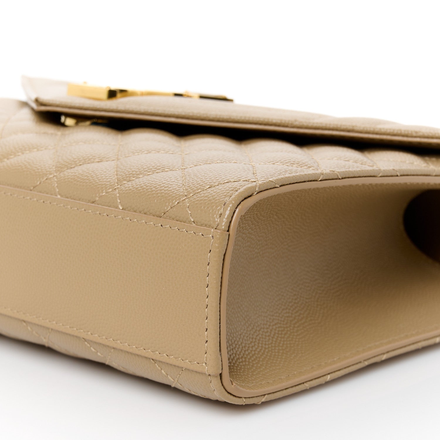 Saint Laurent Grain De Poudre Textured Mixed Matelasse Medium Triquilt Monogram Satchel Dark Latte 11 of 12