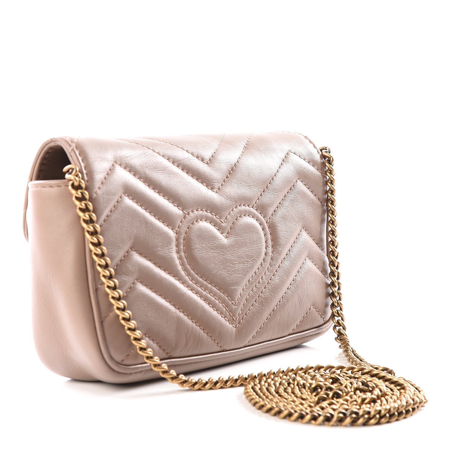 Gucci Calfskin Matelasse Super Mini GG Marmont Shoulder Bag Porcelain Rose 2 of 9