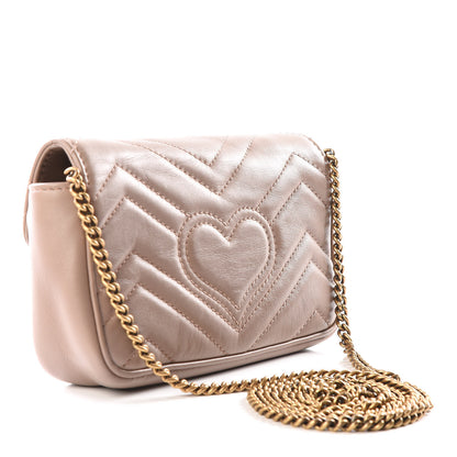 Gucci Calfskin Matelasse Super Mini GG Marmont Shoulder Bag Porcelain Rose 2 of 9
