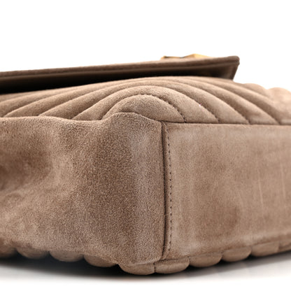 Saint Laurent Suede Matelasse Chevron Monogram Medium College Bag Taupe 9 of 11