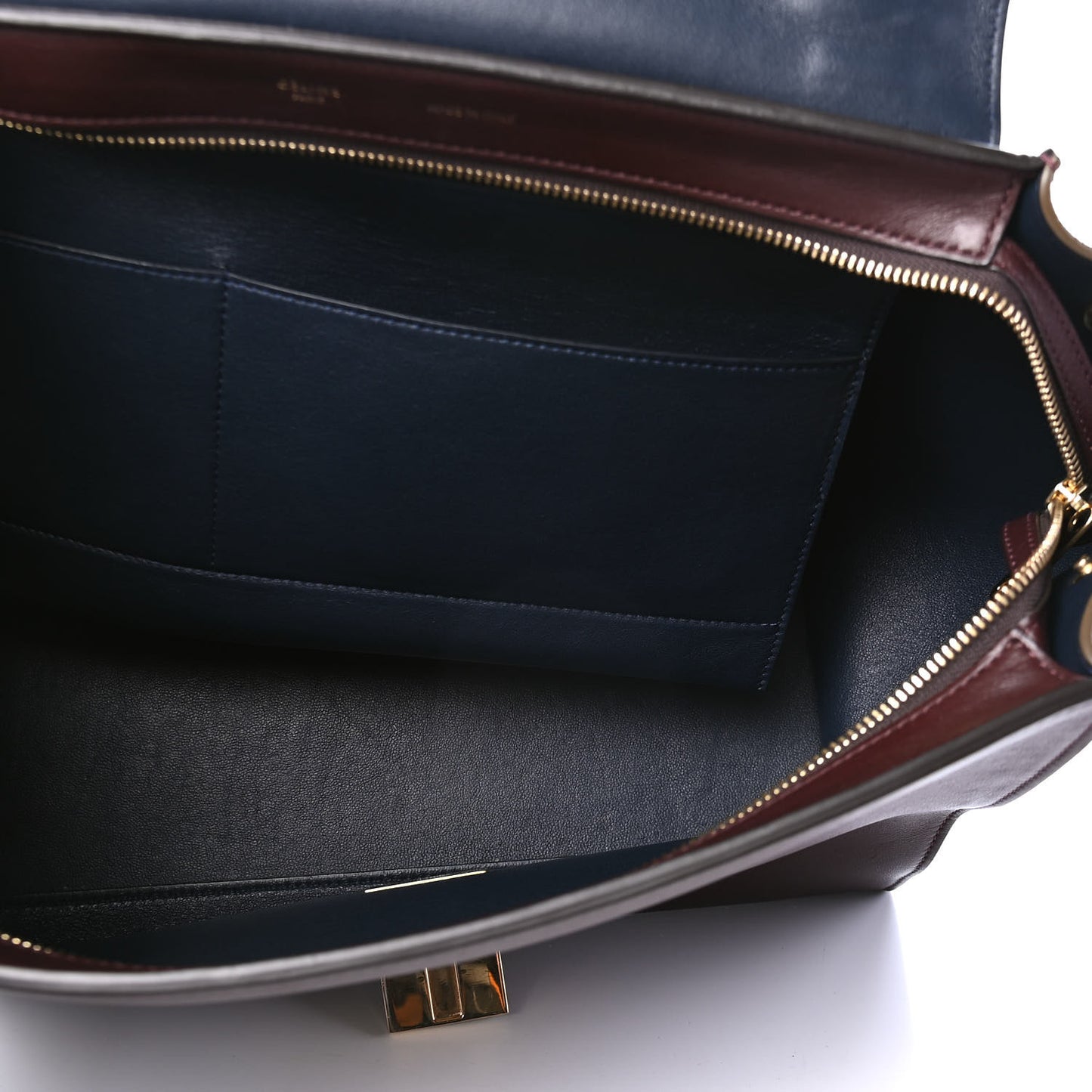 Drummed Calfskin Suede Tri-Color Trapeze Burgundy