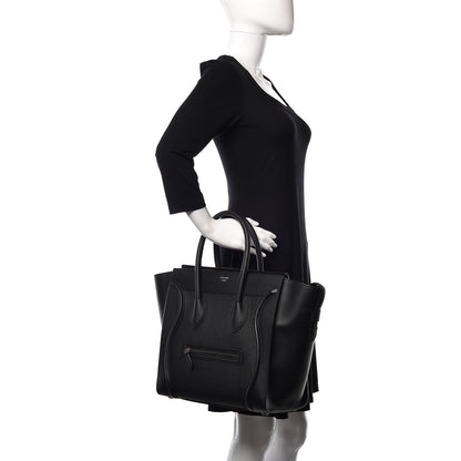 Celine Drummed Calfskin Mini Luggage Black 2 of 15