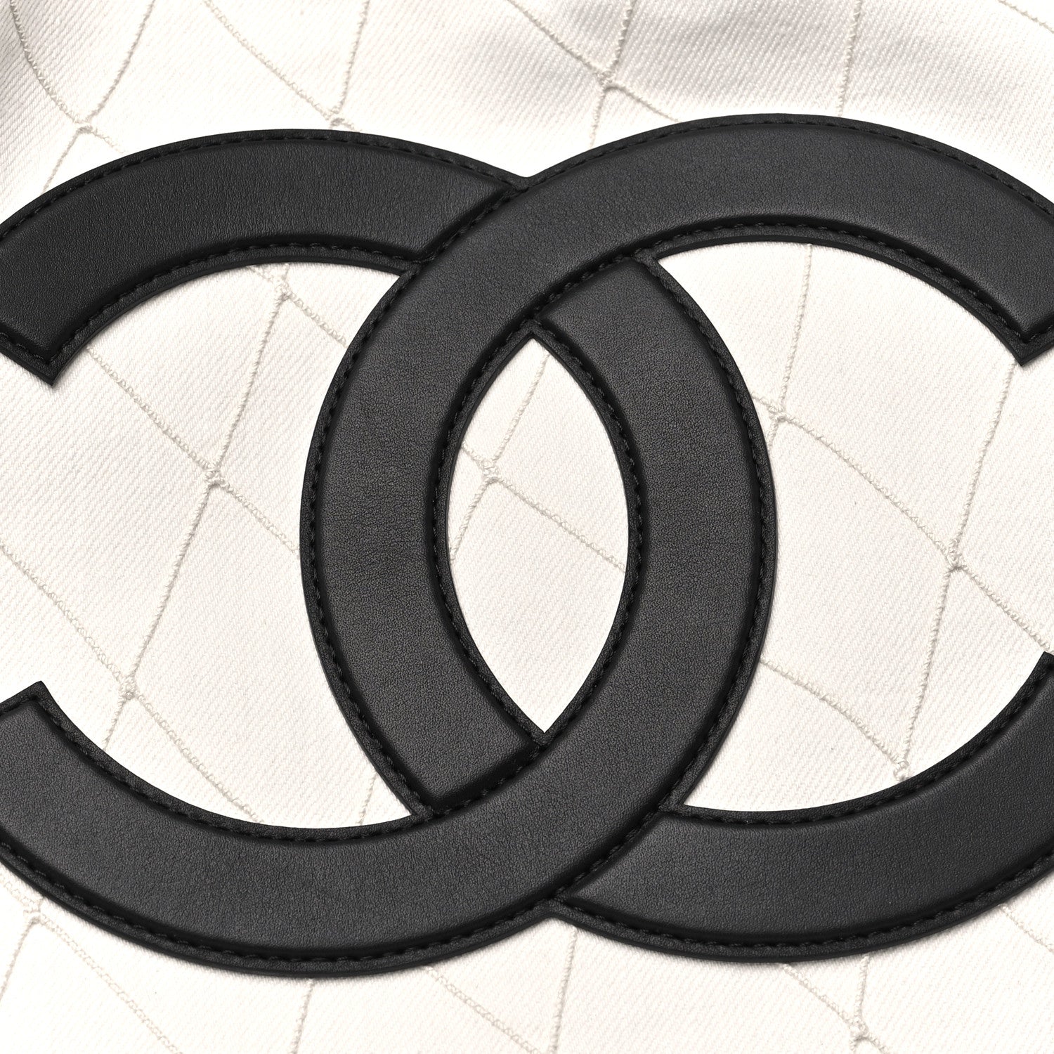 Chanel Denim Calfskin Quilted Coco Beach Small Shopping Tote White Black 9 of 11
