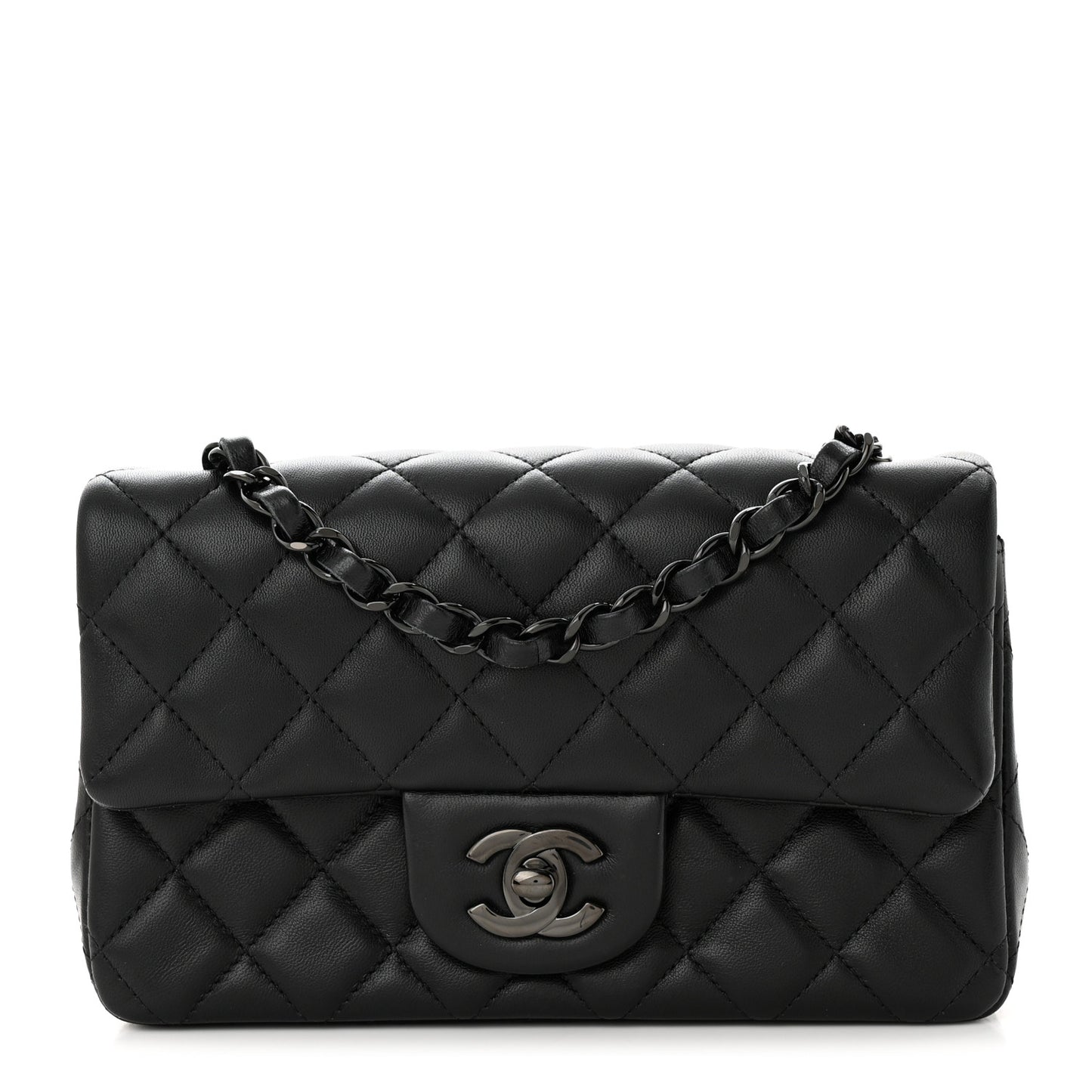 Lambskin Quilted Mini Rectangular Flap So Black