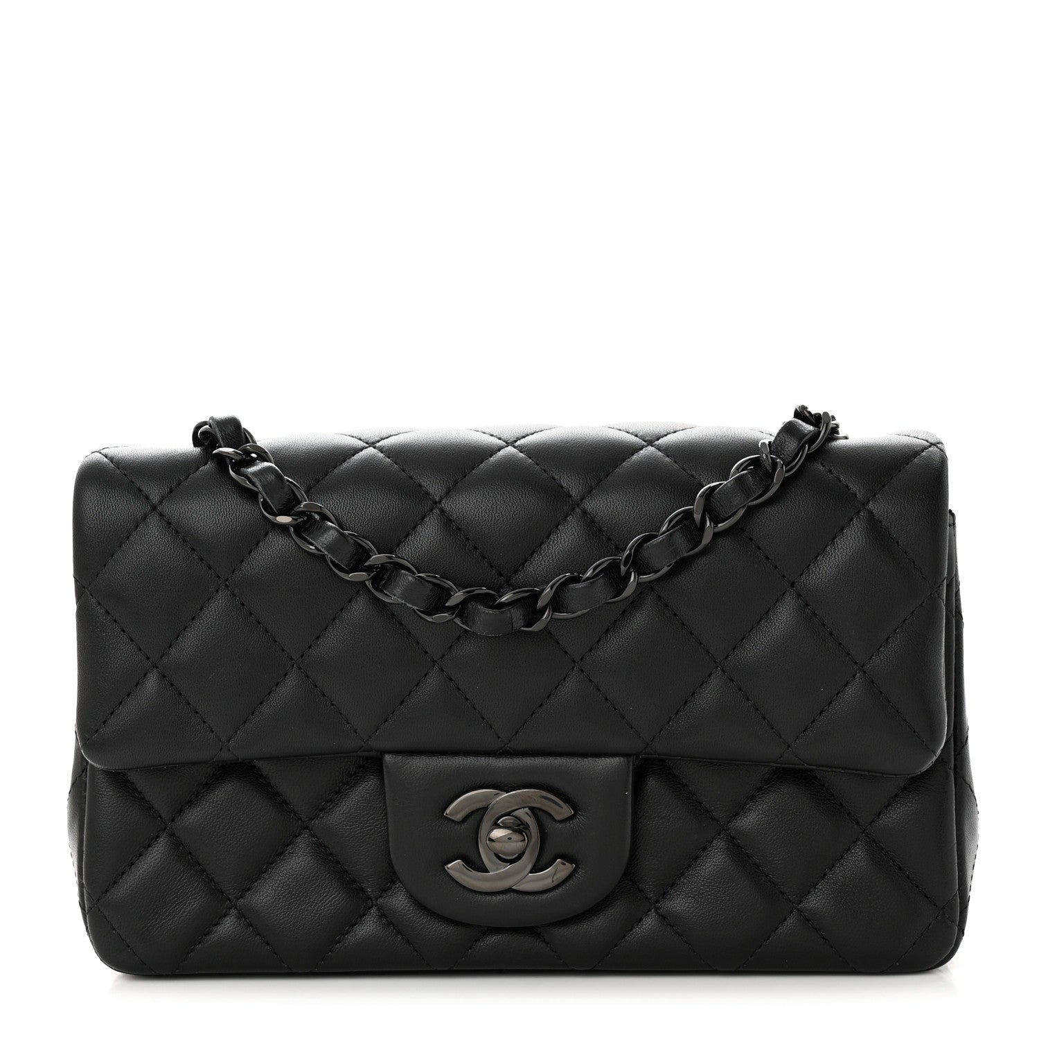 Chanel Lambskin Quilted Mini Rectangular Flap So Black 1 of 11