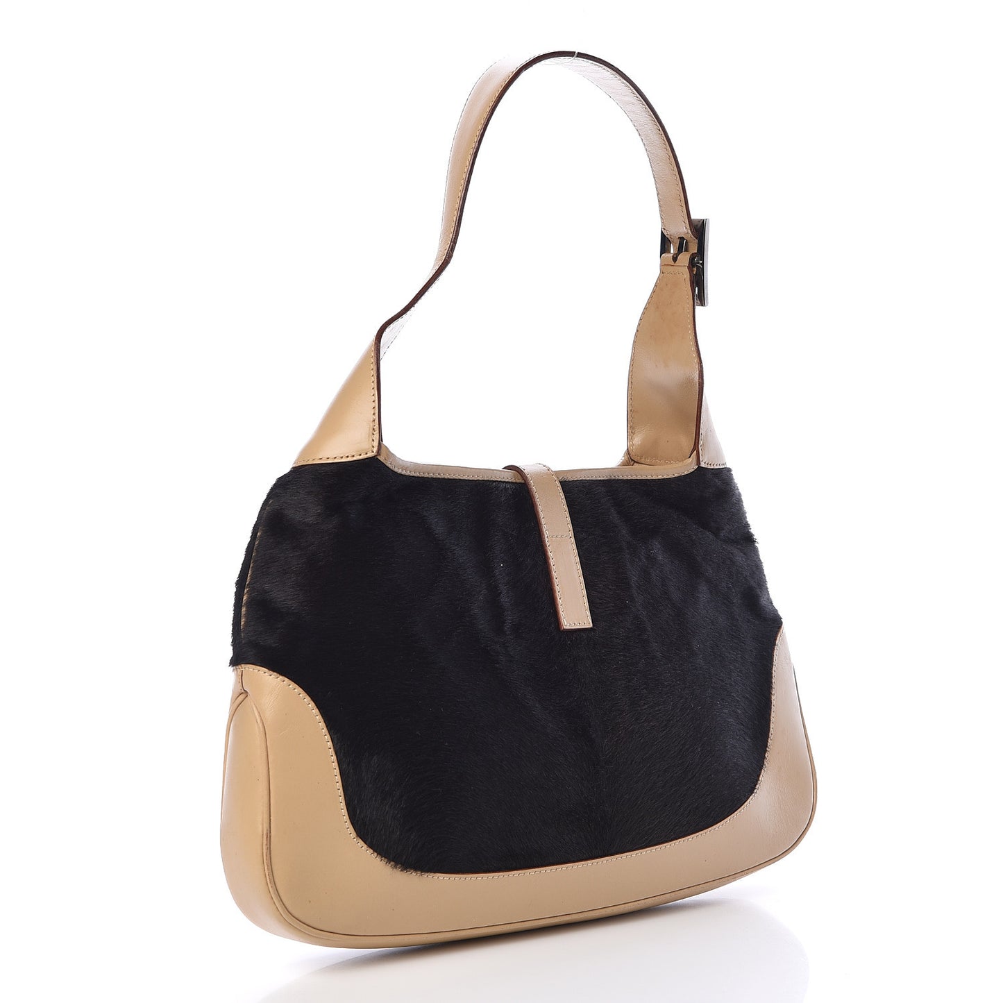 Calfskin Pony Hair Jackie O Hobo Brown Black