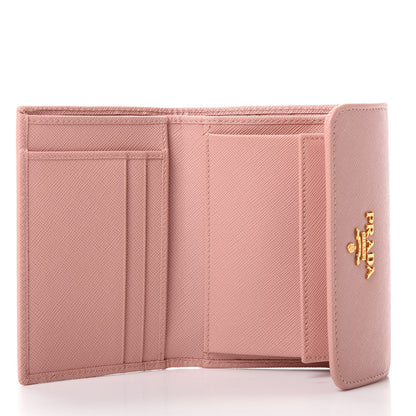 Prada Saffiano Metal Tri-Fold Wallet Orchidea 5 of 6