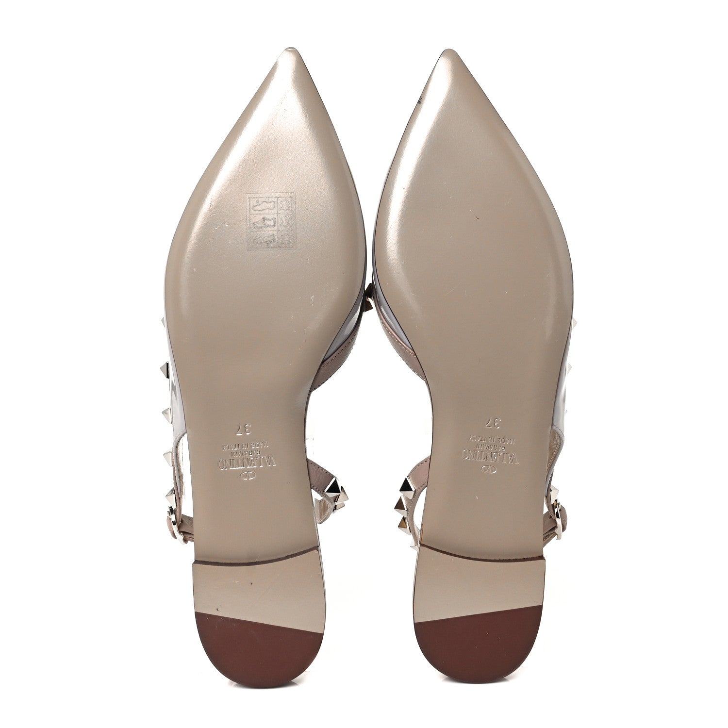 Valentino Garavani Patent Rockstud Slingback Flats 37 Pastel Grey Poudre 5 of 9