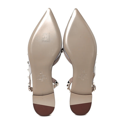 Valentino Garavani Patent Rockstud Slingback Flats 37 Pastel Grey Poudre 5 of 9