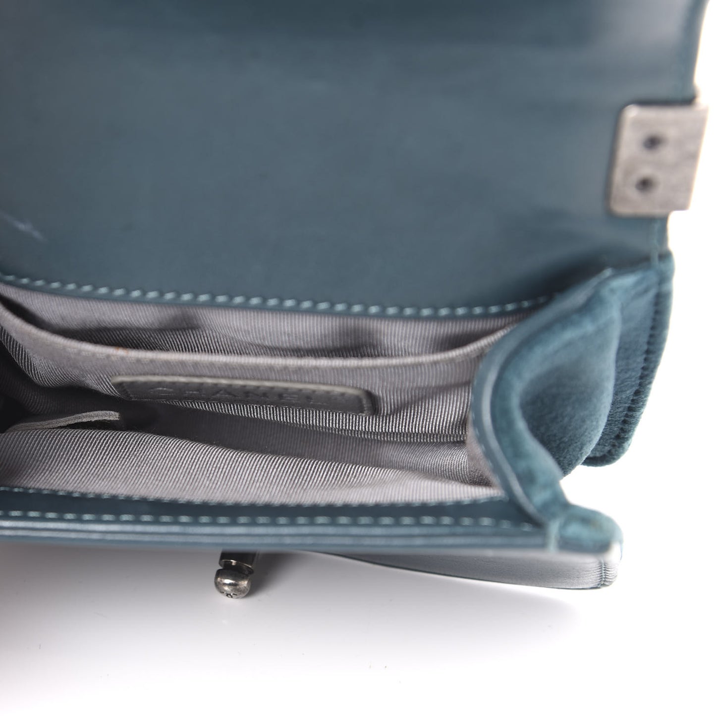 Velvet Quilted Mini Boy Flap Turquoise