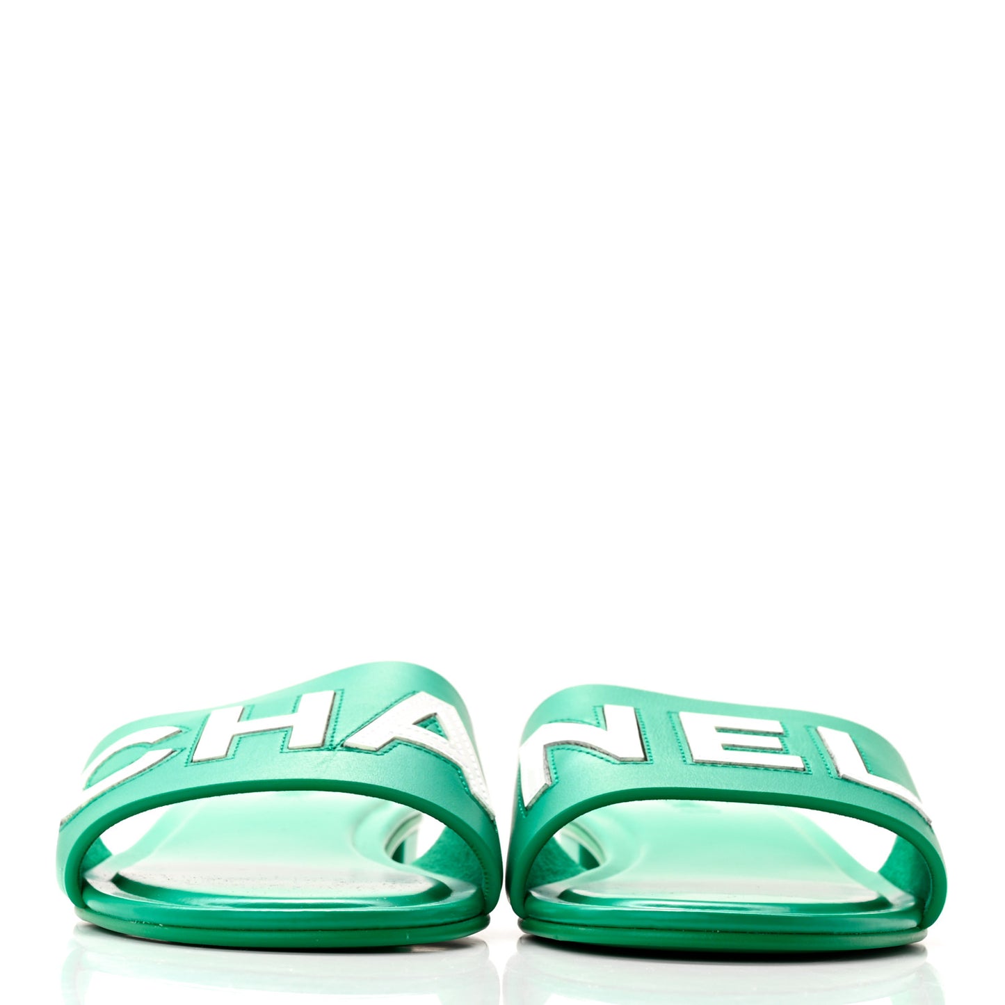 Calfskin Patent Calfskin Logo Mules 40 Green White