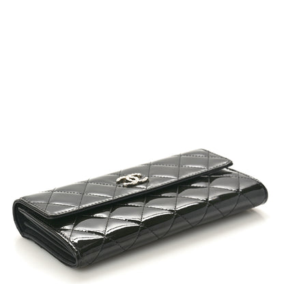 Chanel Patent Quilted Large Brilliant Flap Wallet Black 4 of 9