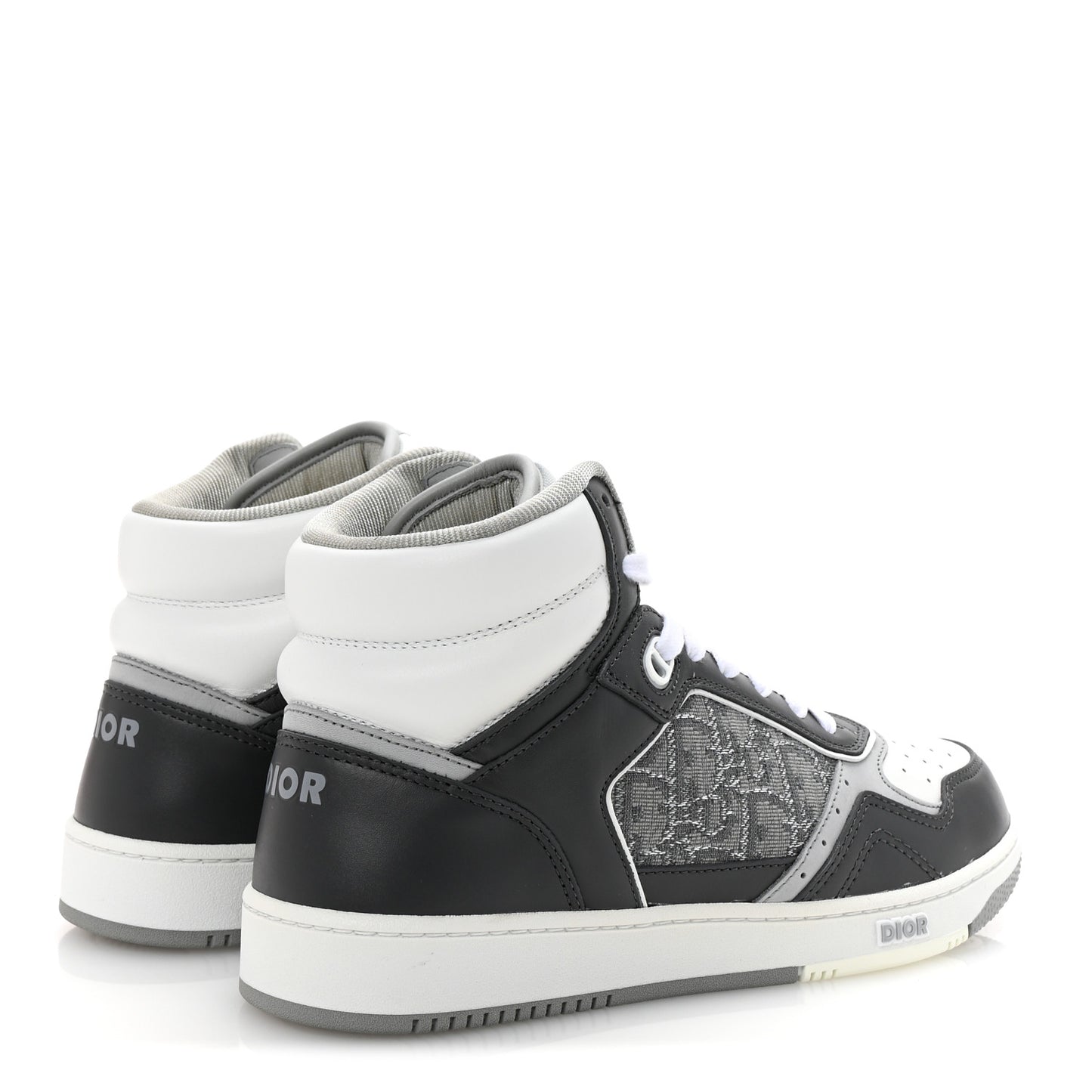 Smooth Calfskin Jacquard Oblique Mens B27 High Top Sneakers 40 Grey
