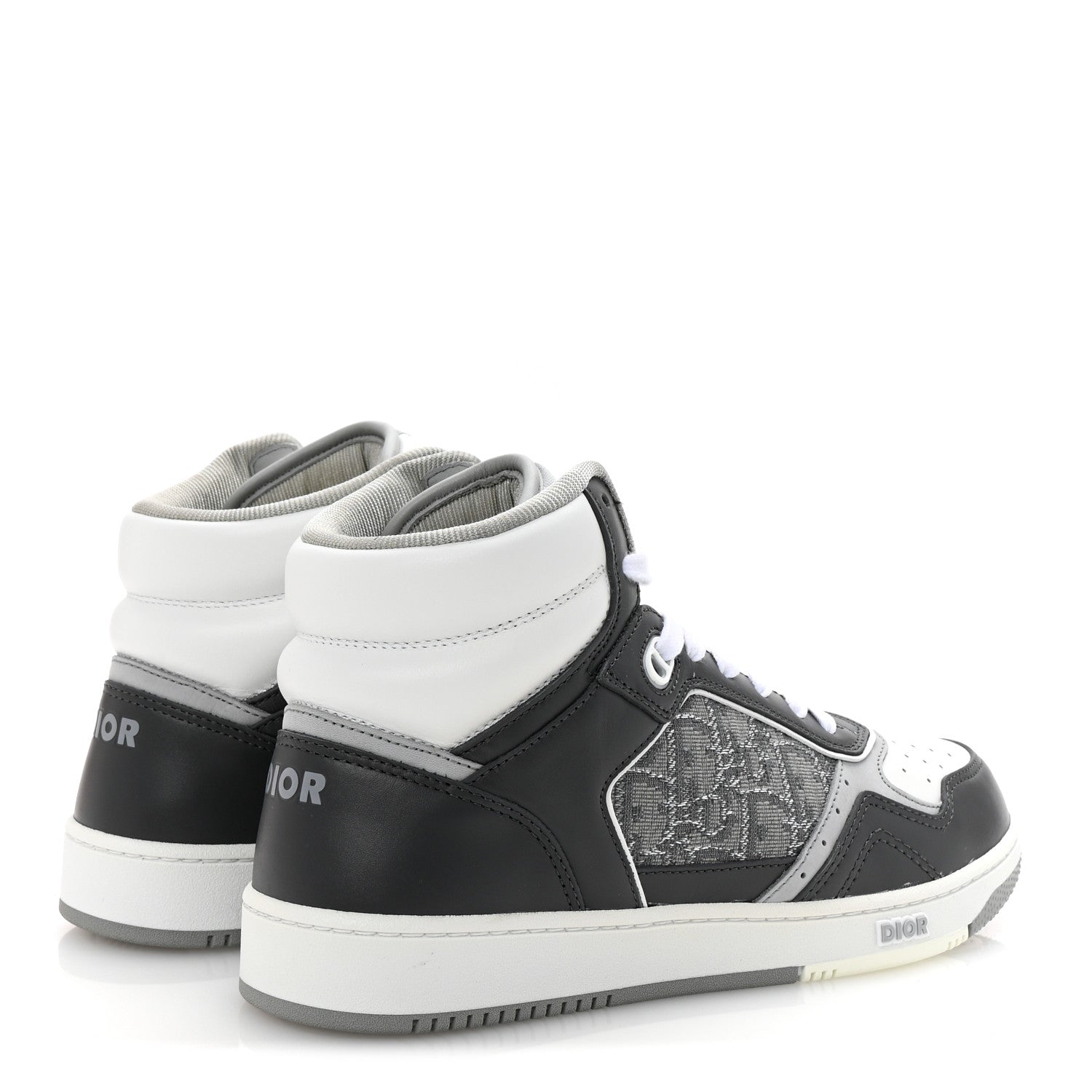 Christian Dior Smooth Calfskin Jacquard Oblique Mens B27 High Top Sneakers 40 Grey 5 of 9