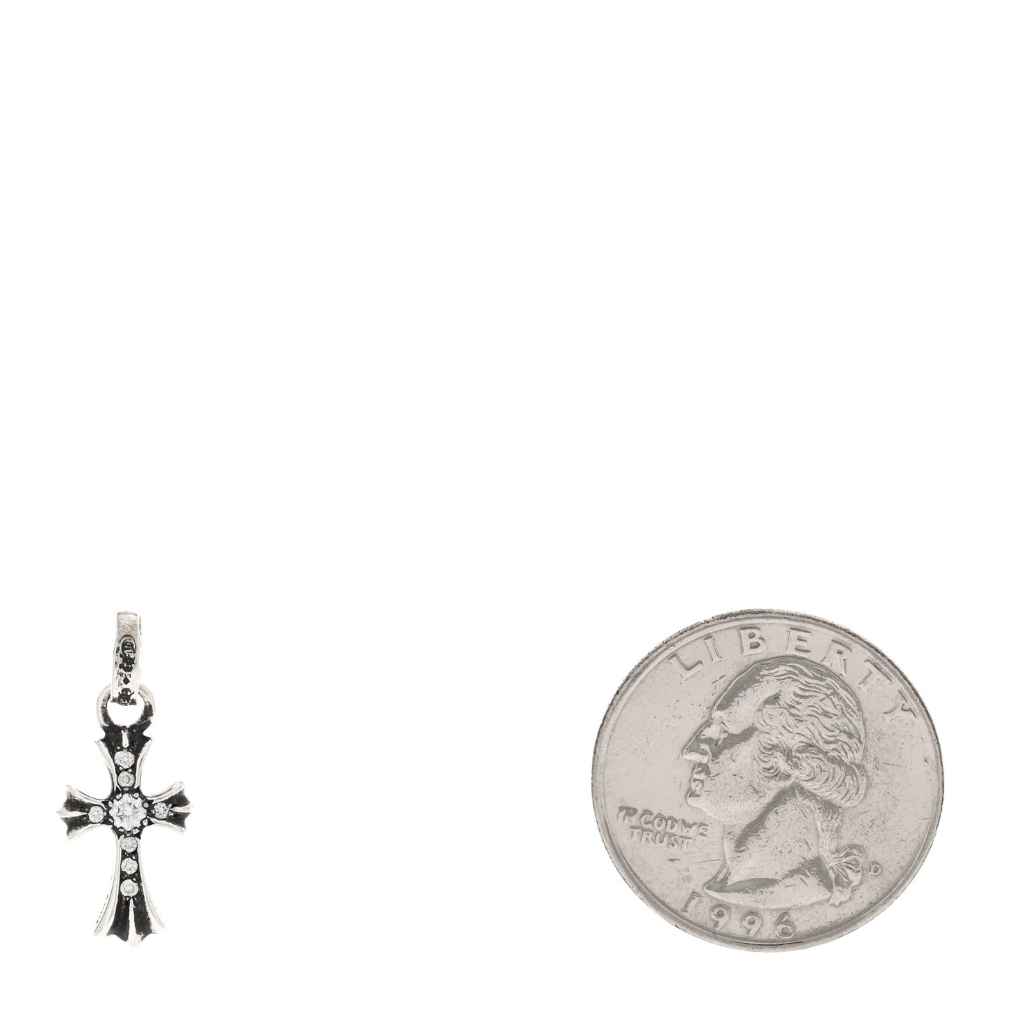 Sterling Silver Diamond Baby Fat Cross Pave Pendant