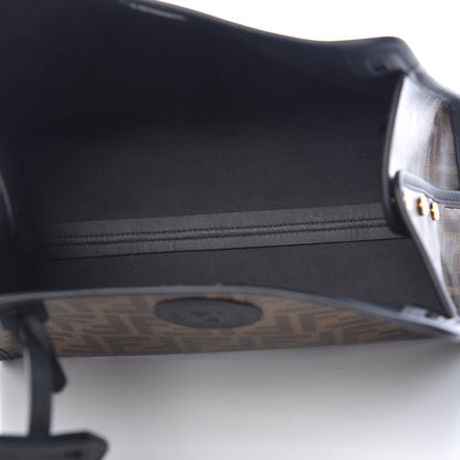 Fendi Glazed Fabric Vitello Century FF 1974 Stamp Patch Mini Peekaboo Defender Cover Mogano Panna Black 5 of 9