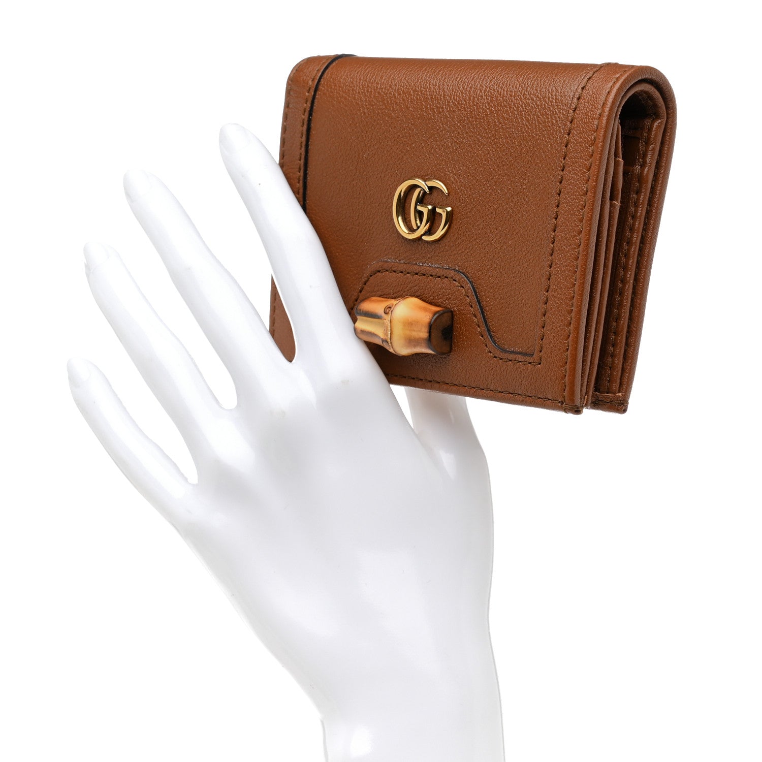 Gucci Wonka Grain Calfskin Diana Card Case Wallet Cuir 2 of 8