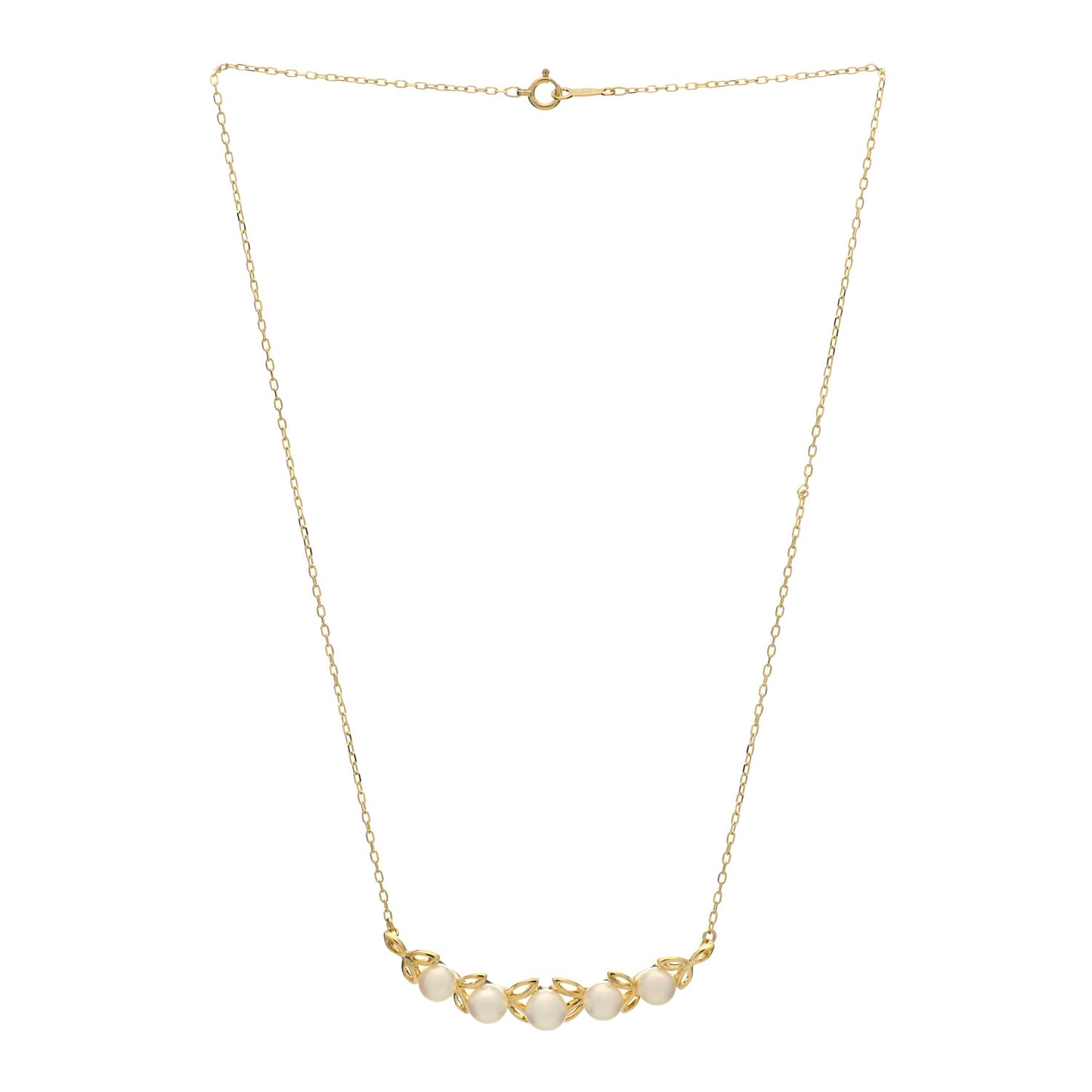 18K Yellow Gold Akoya Pearl 5.5-6mm Leaf Pendant Necklace