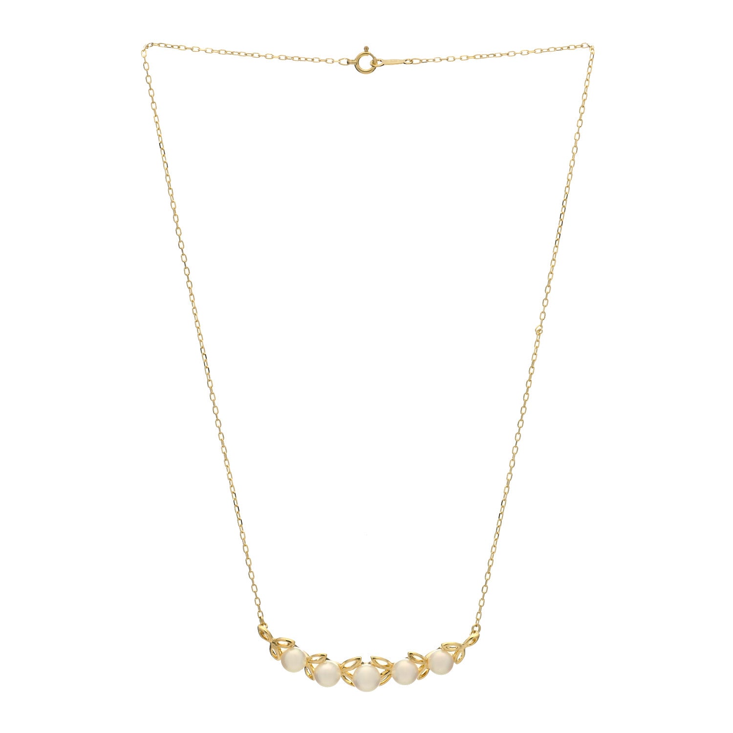 Mikimoto 18K Yellow Gold Akoya Pearl 5.5-6mm Leaf Pendant Necklace 3 of 6