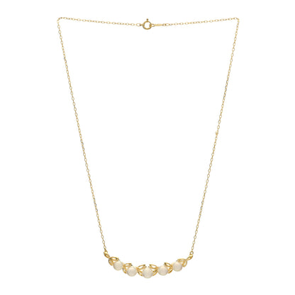 Mikimoto 18K Yellow Gold Akoya Pearl 5.5-6mm Leaf Pendant Necklace 3 of 6
