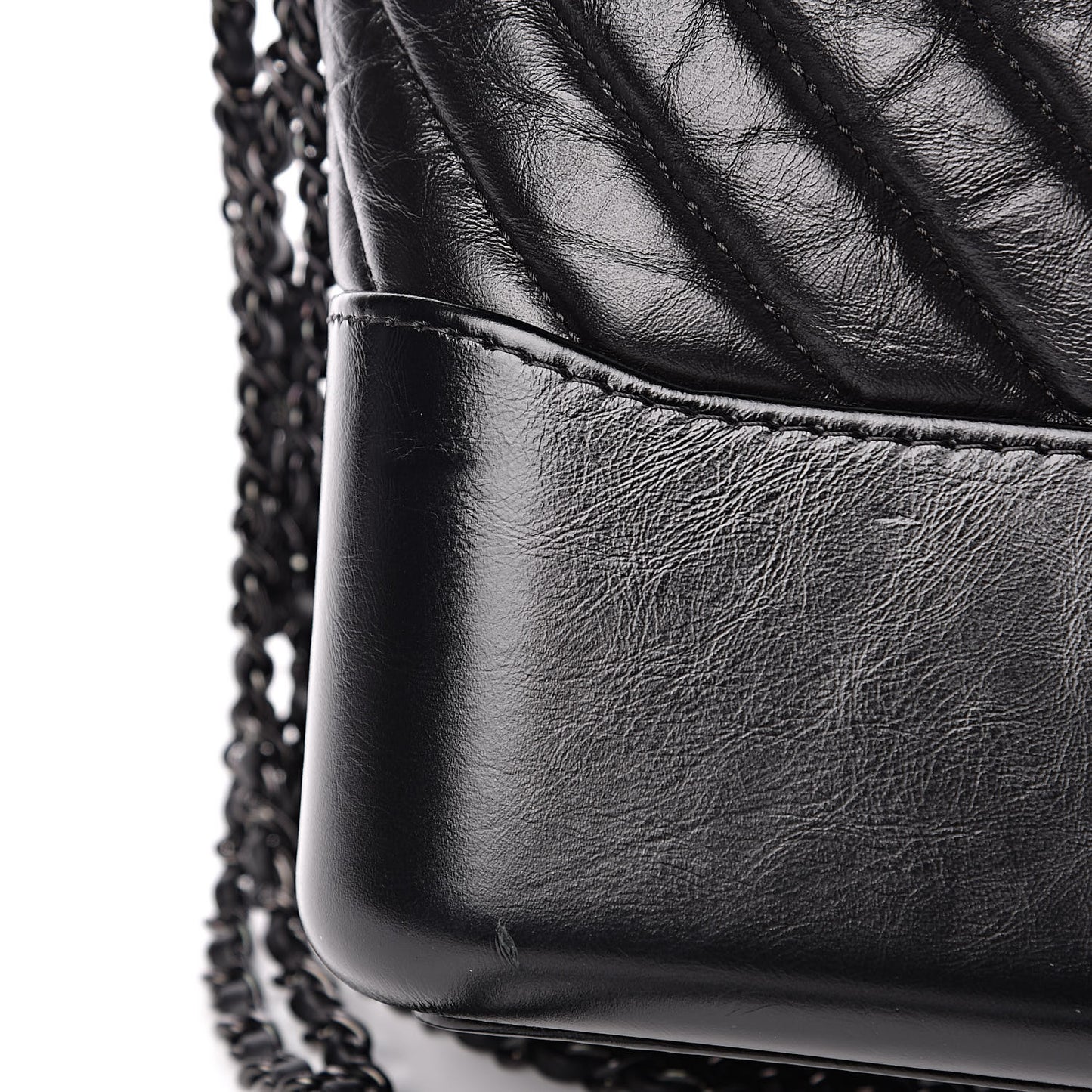 Aged Calfskin Chevron Quilted Medium Gabrielle Hobo So Black